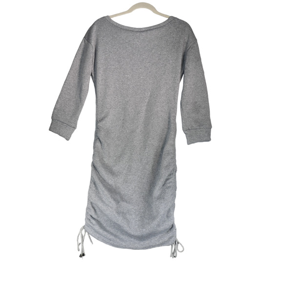 Shein Sweater Dress Women Small Gray Ruched Tie Sides Sweatshirt Athleisure - Picture 7 of 8